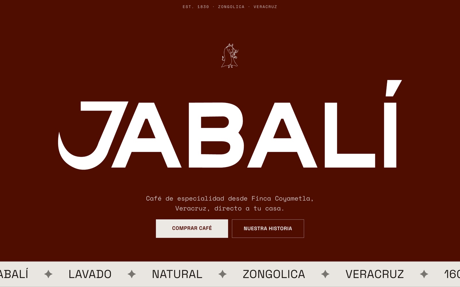 La portada de jabali.mx: el wordmark en blanco sobre oxblood